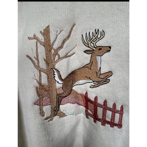 VTG Sutter & Grant Sweater L Embroidered Whitetail Deadstock 80s USA Made - Picture 6 of 10